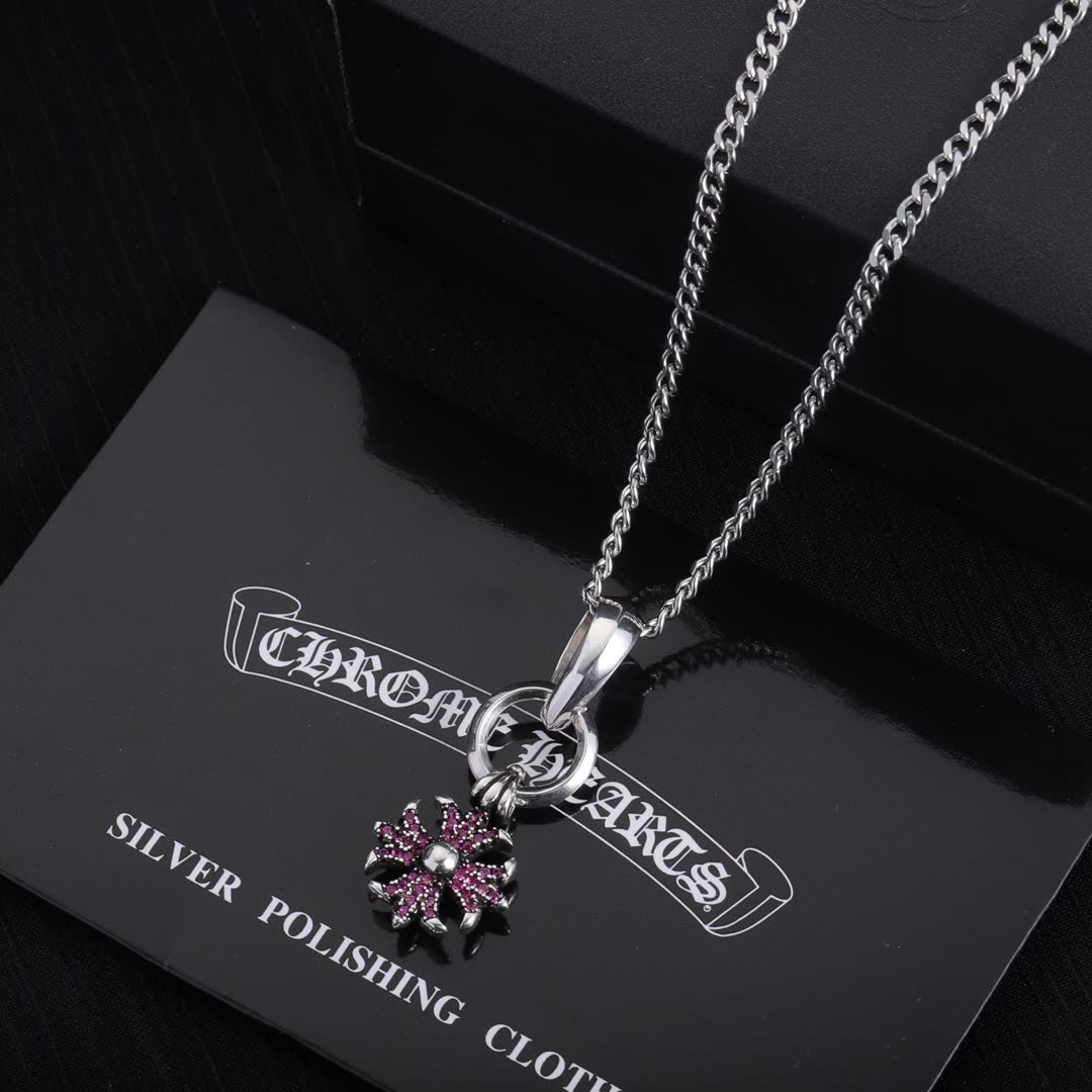 Chrome Hearts Silver Flower Charm Necklace